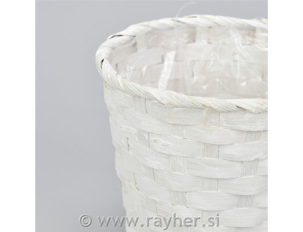 Košarica bela iz bambusa, 14cm