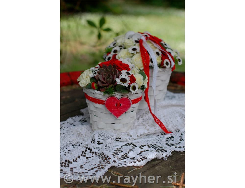 Košarica bela iz bambusa, 14cm