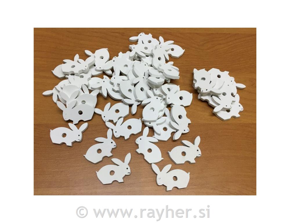 Leseni zajčki, beli, 2,5x3cm, set 10