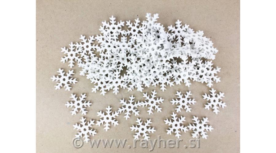 Lesene snežinke, bele, 5,5cm, set 5