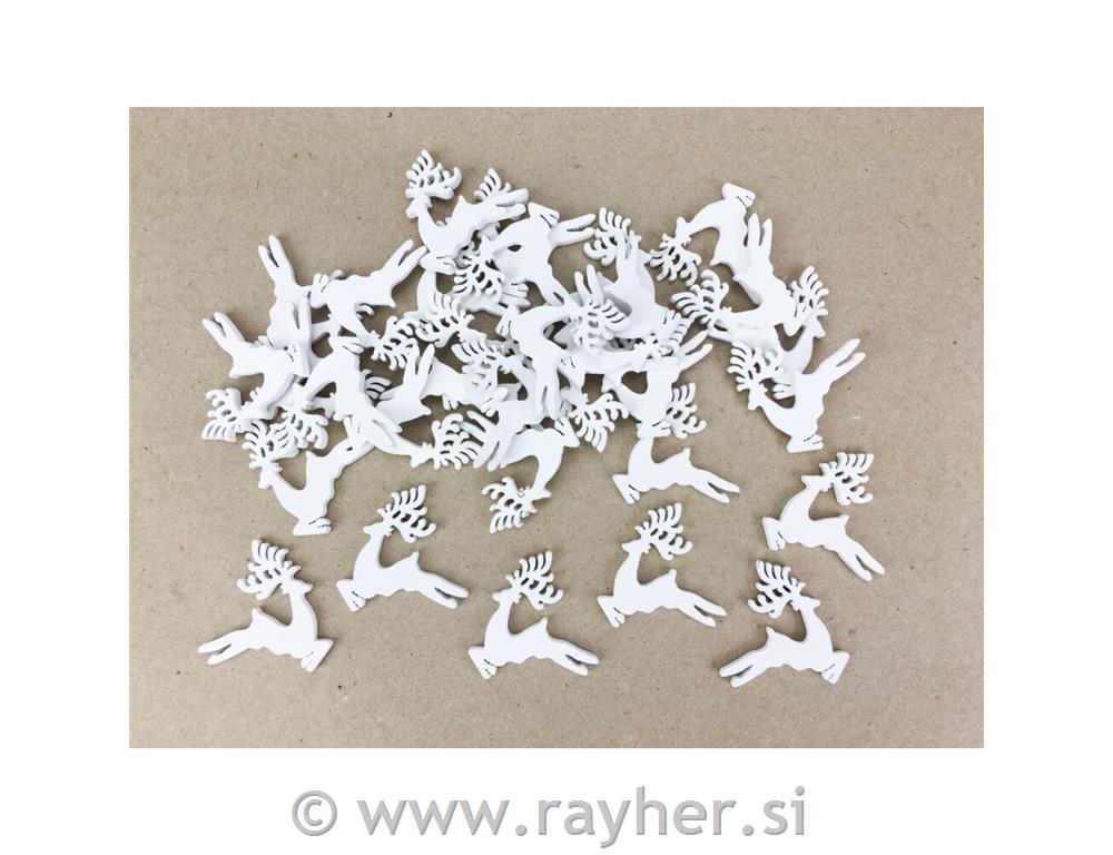 Leseni jeleni, beli, 3cm, set 10