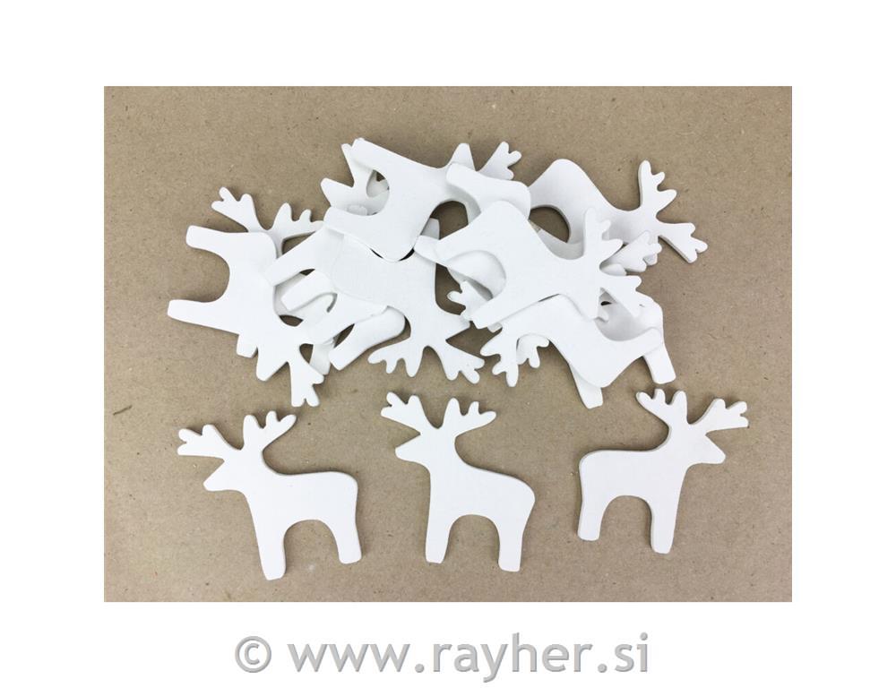 Leseni jelenčki, beli, 5cm, set 5