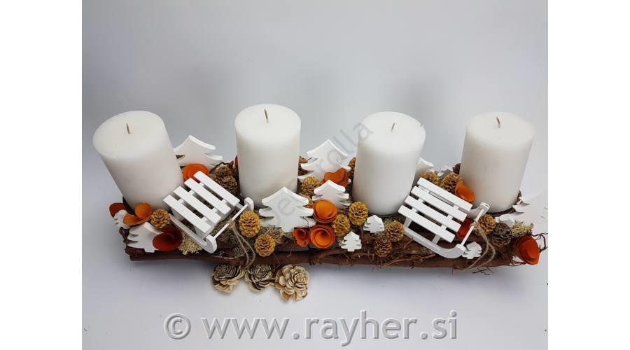 Lesene sani, bele 6,5x8x3cm, 1 kos