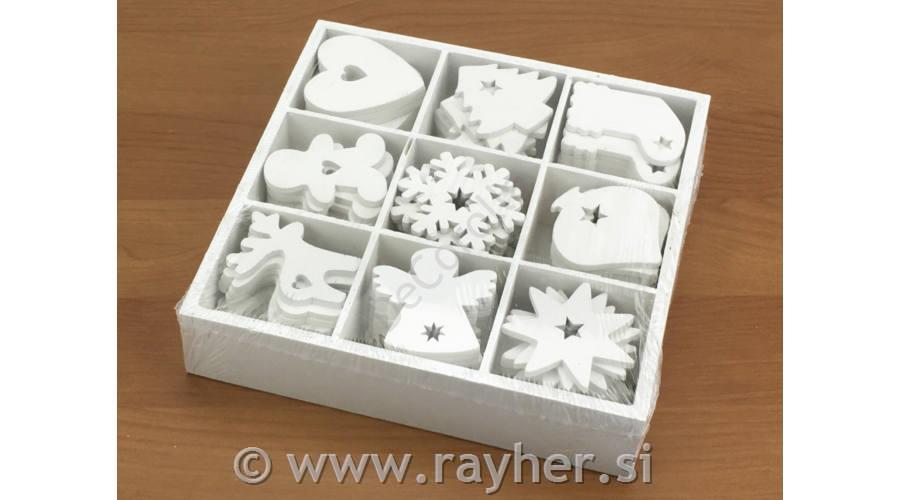 Božično novoletno okraski, beli, set 90