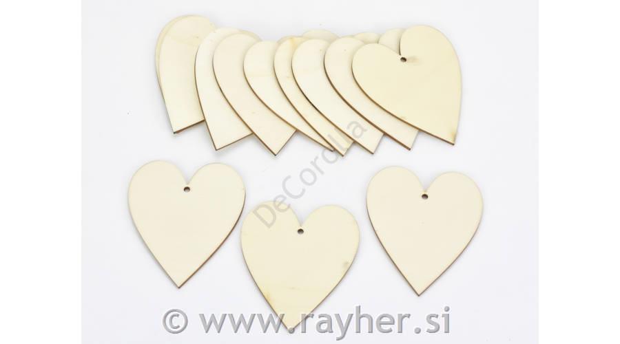 Leseni srčki, naravni, 8x10cm, set 12