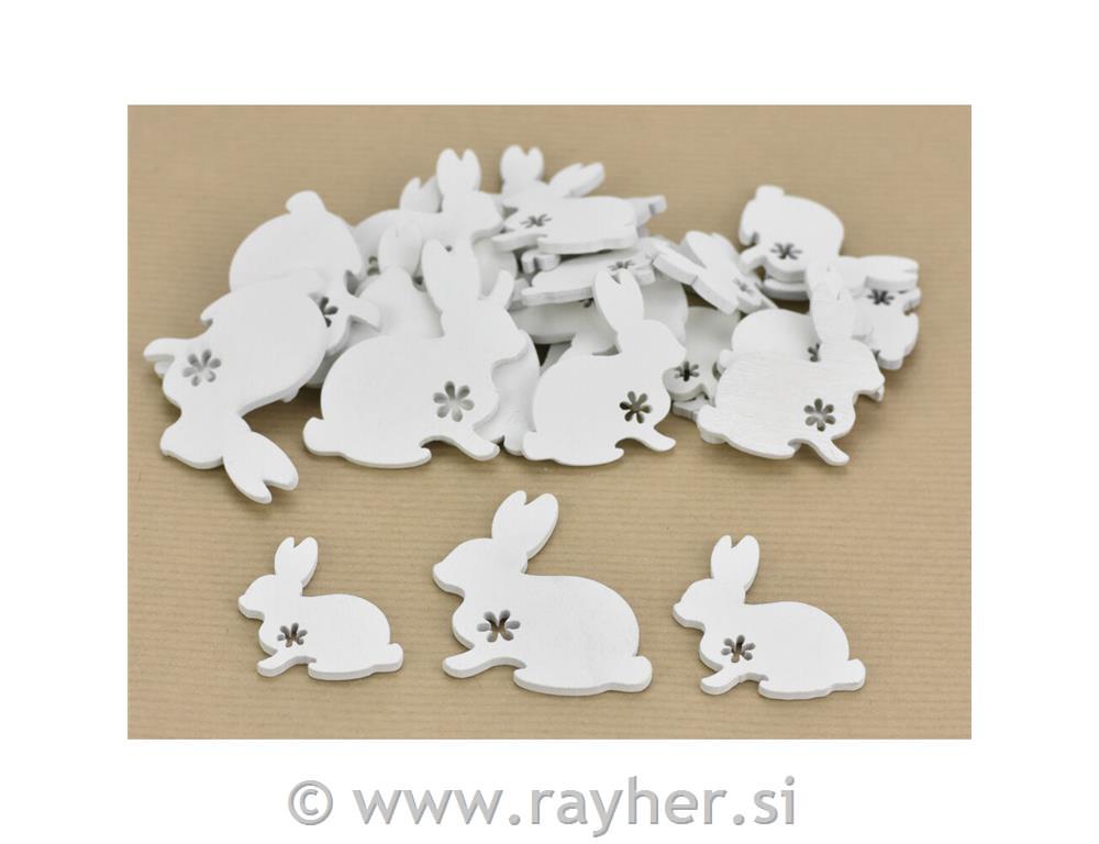 Leseni zajčki, beli, set 30