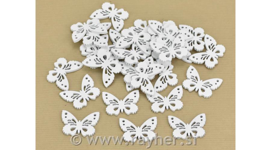 Leseni okraski, Metulji, beli, 3x4cm, set 10