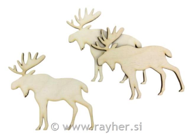 Leseni okraski, Severni jeleni, 10cm, 3 kom