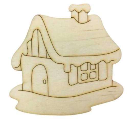 Leseni okras Zimska hišica, 10cm