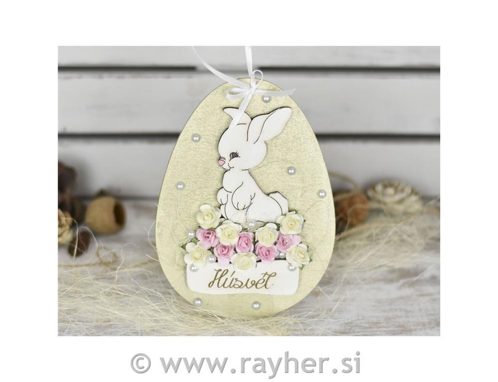 Leseni zajčki, natur, 8cm, set 3