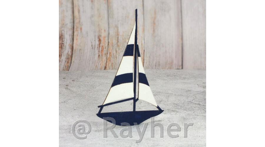 Lesena jadrnica bela-modra, 15cm