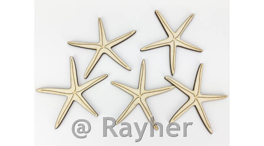 Morske zvezde, set 5, 8cm, leseni dekor