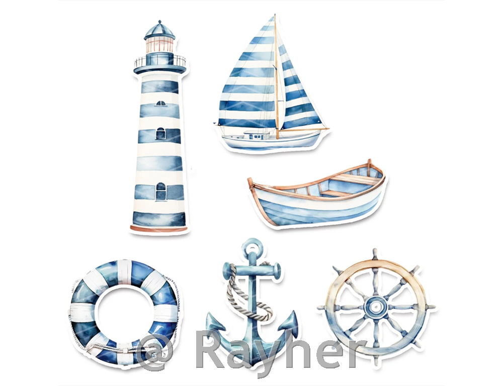 Leseni okraski, morski, set 6