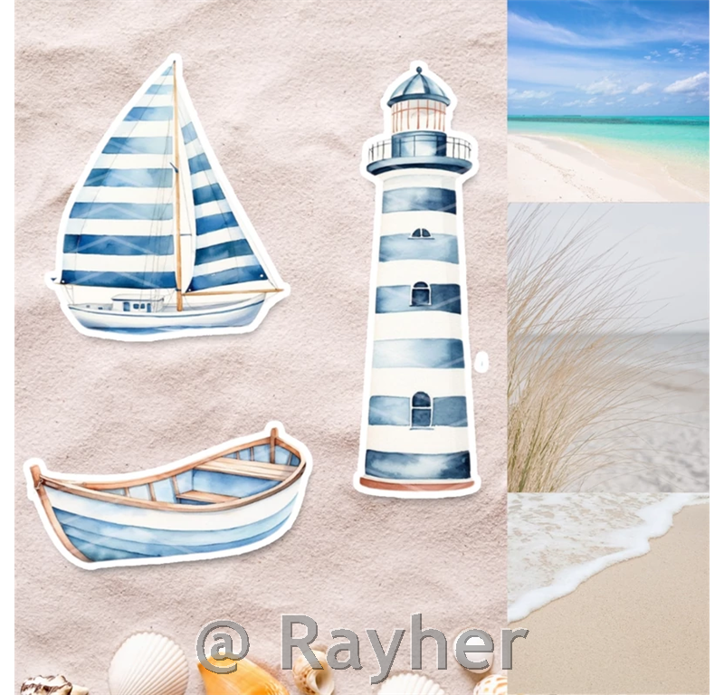 Leseni okraski, morski, set 6