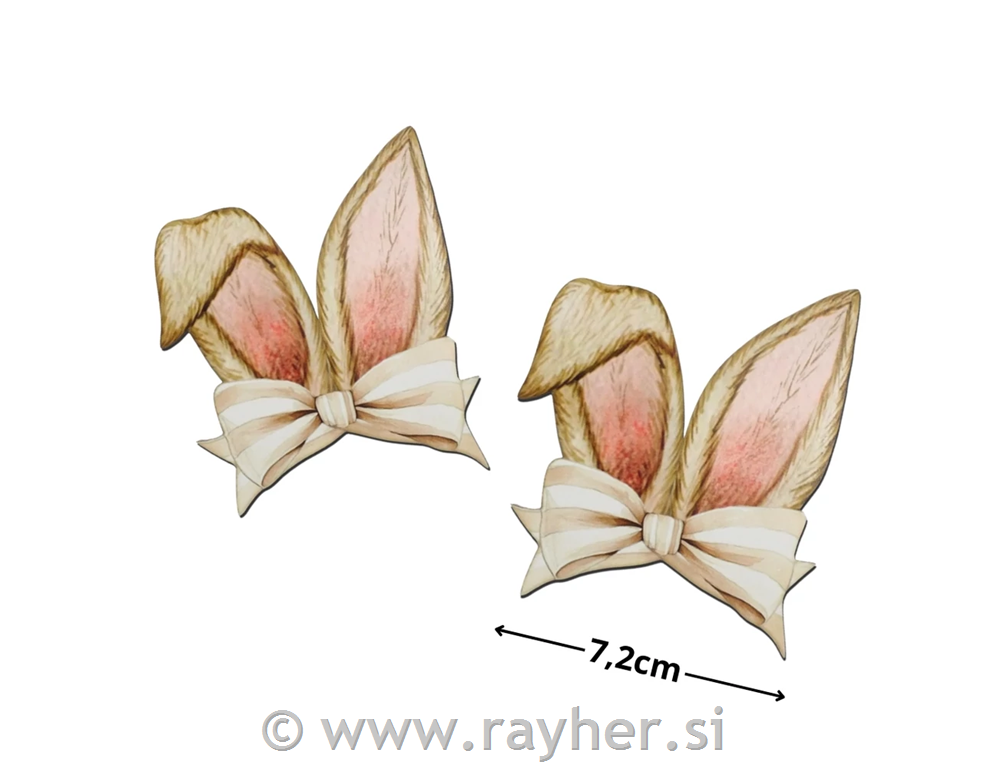 Leseni okraski, Zajčja ušesa, bež, set 2