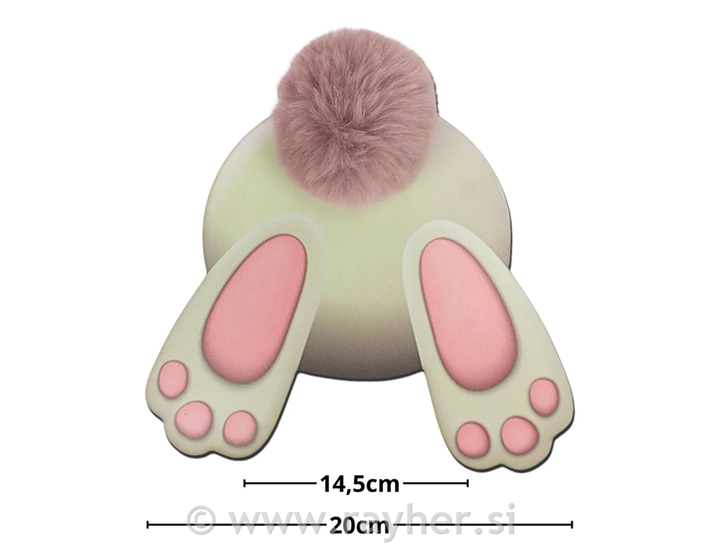 Leseni okras Zajček z roza cofom