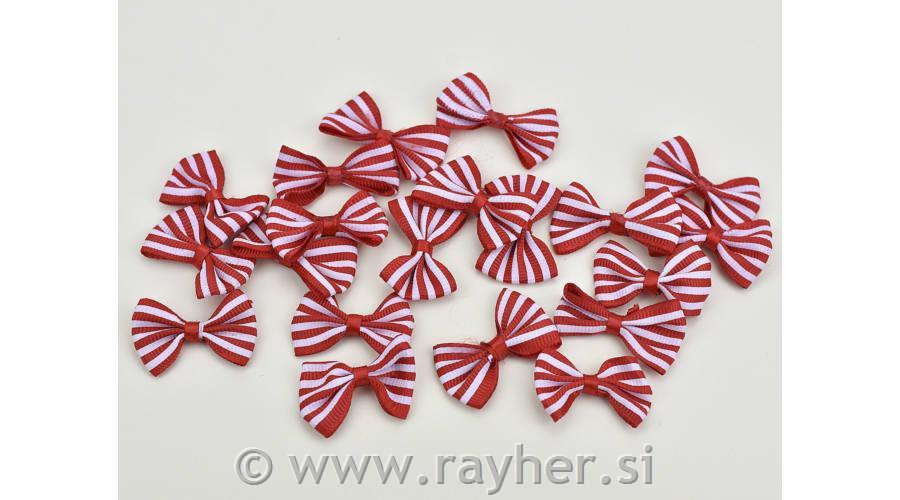 Mini bows, red-white stripes, set 20