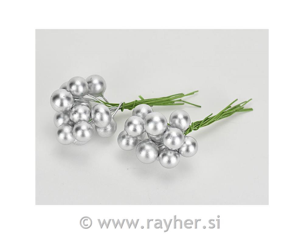 Bunkica na žici, srebrne, 1cm, set 24