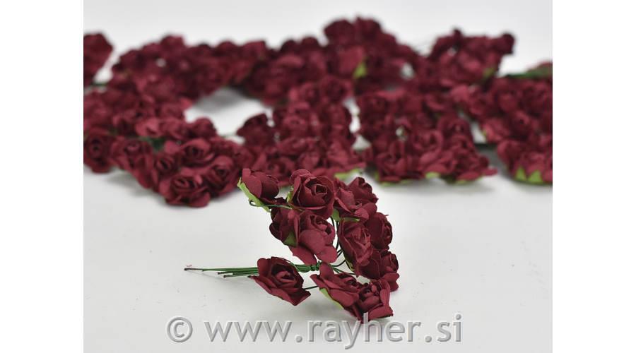 Vrtnice iz papirja, temno rdeče, 2cm, set12