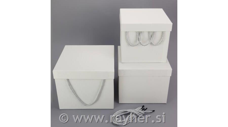 Darilna škatla kocka bela, L, 22x22cm, 1 kos