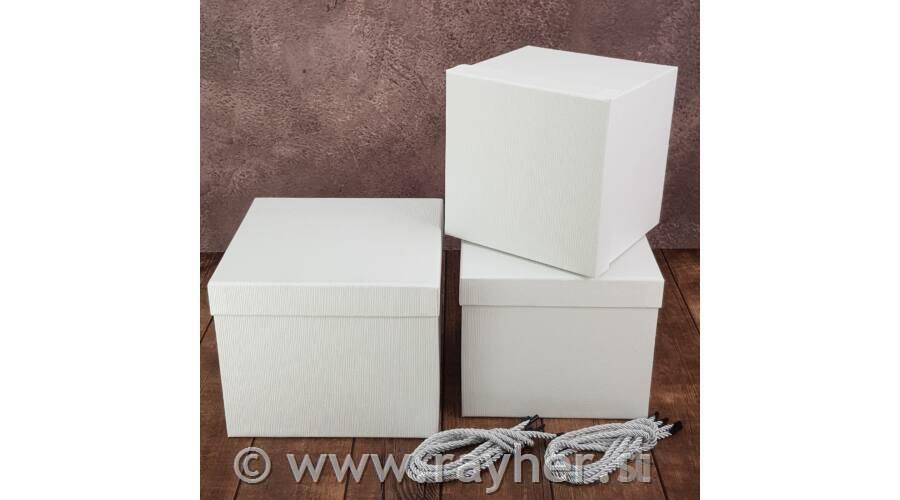 Darilna škatla kocka bela, L, 22x22cm, 1 kos