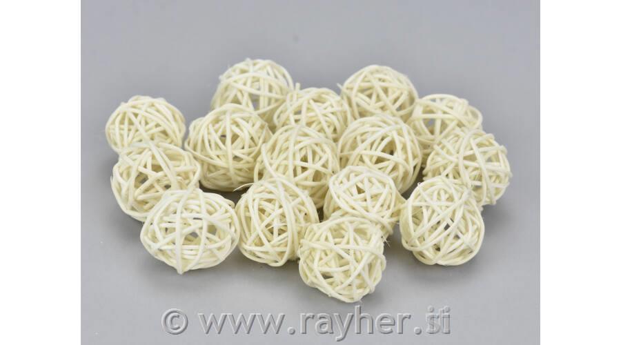 Kroglice ratan, 3cm, krem bele, set 10