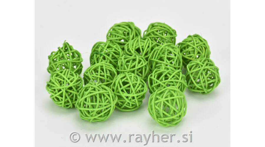 Kroglice ratan, 3cm, zelene, set 10