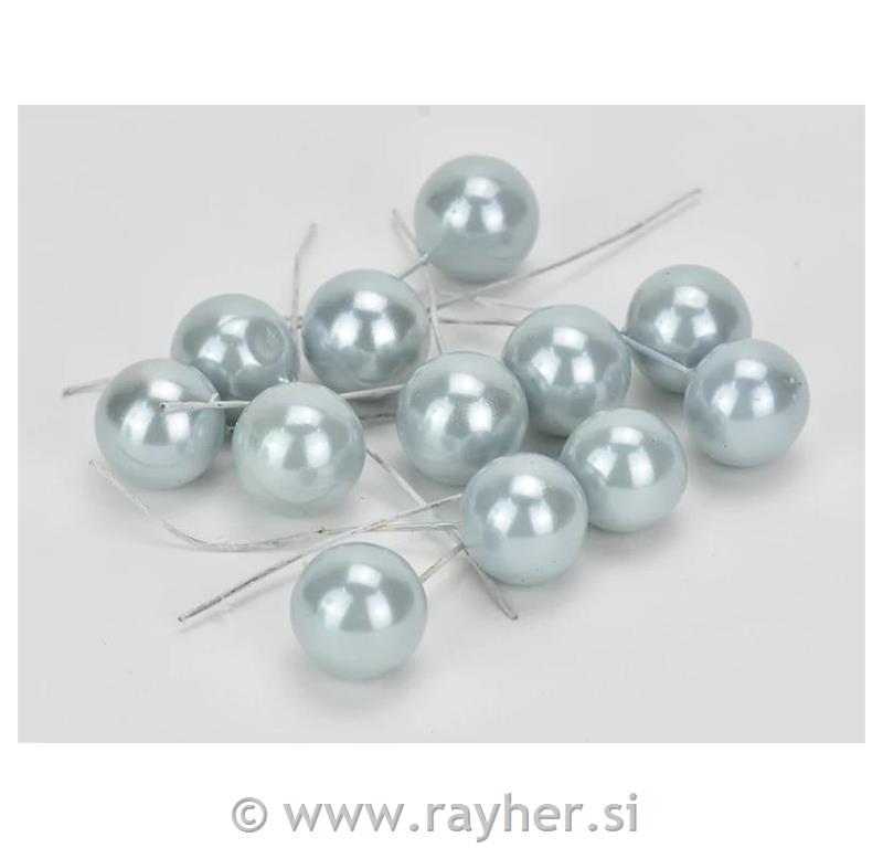 Bunkice na žici, pearl modre, 1,8cm, set 12