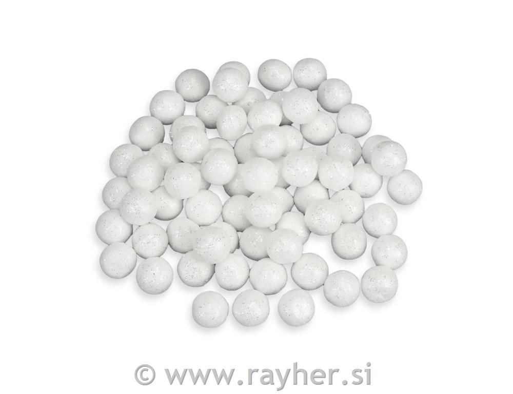 Bunkice z bleščicami, bele, 1.5cm