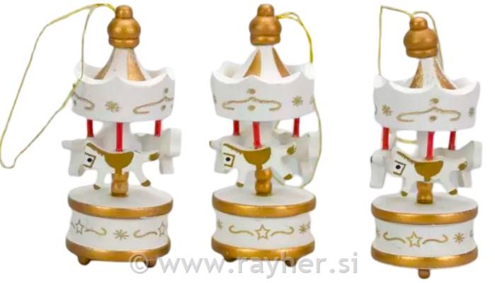 Vrtiljak, belo zlat, 8 x 4 cm, set 3