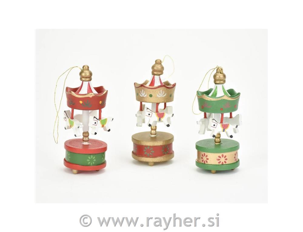 Okraski Vrtiljaki rdeče-zeleni, set 3