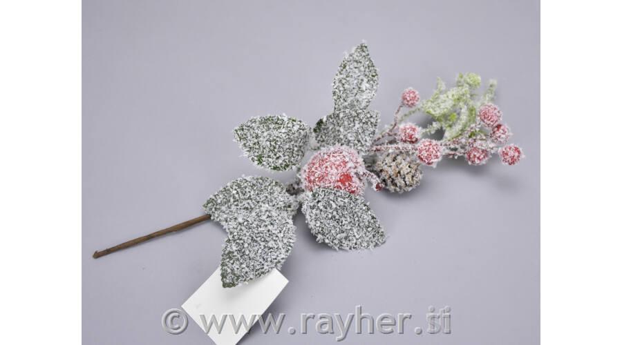 Zasnežena vejica jagodičjem 28cm