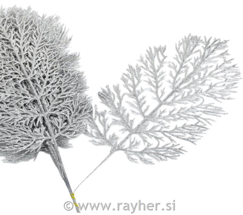 Veja z bleščicami, srebrna, 40x15cm, 1 kom