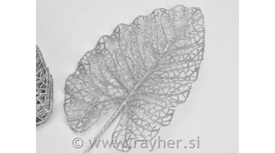 List z bleščicami, srebrn, 32x13cm, 10 kosov