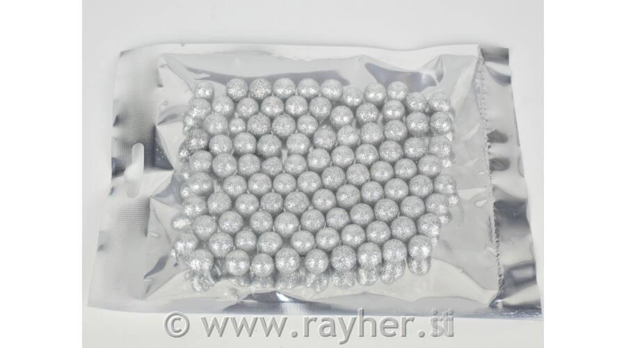 Dekorativne kroglice, 1cm, srebrne