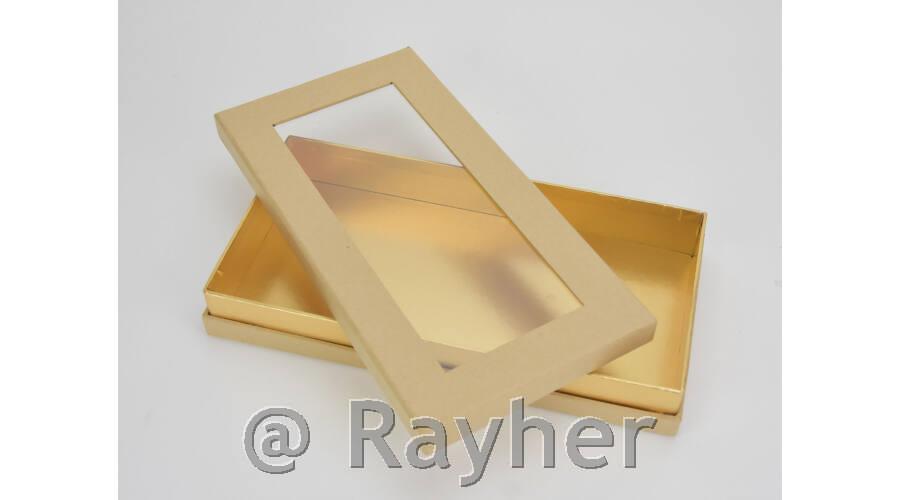 Darilna škatla zlata, prozorn pokrov, 30x15.5cm