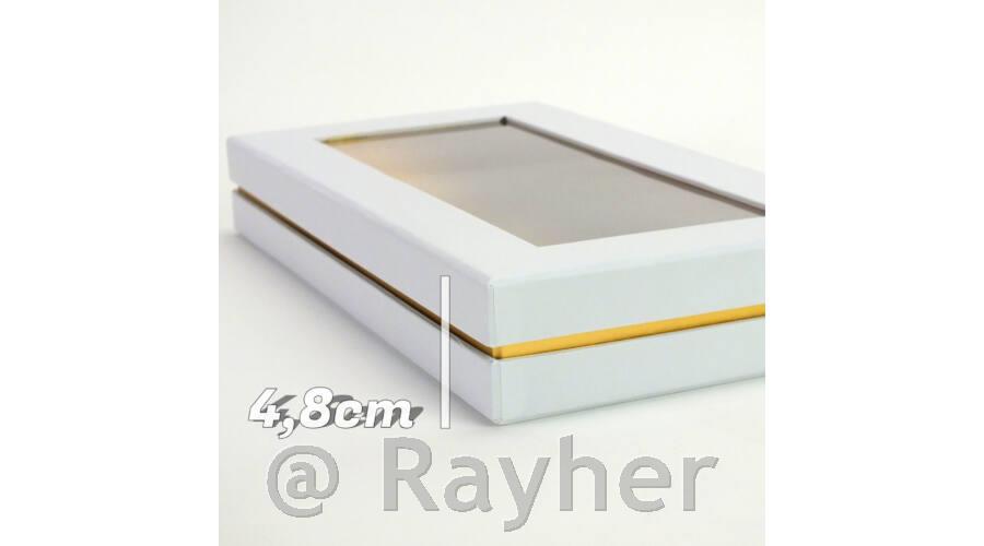 Darilna škatla bela, prozorn pokrov, 30x15.5cm