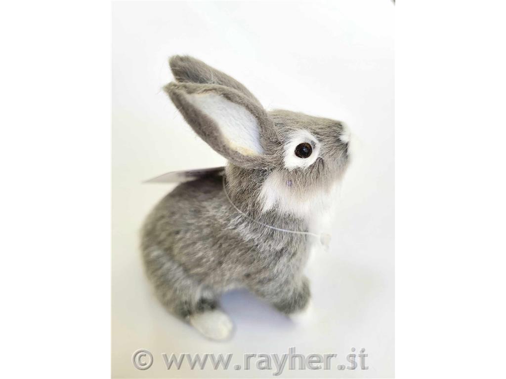 Zajček, 11cm, sivo bel, premium kvaliteta
