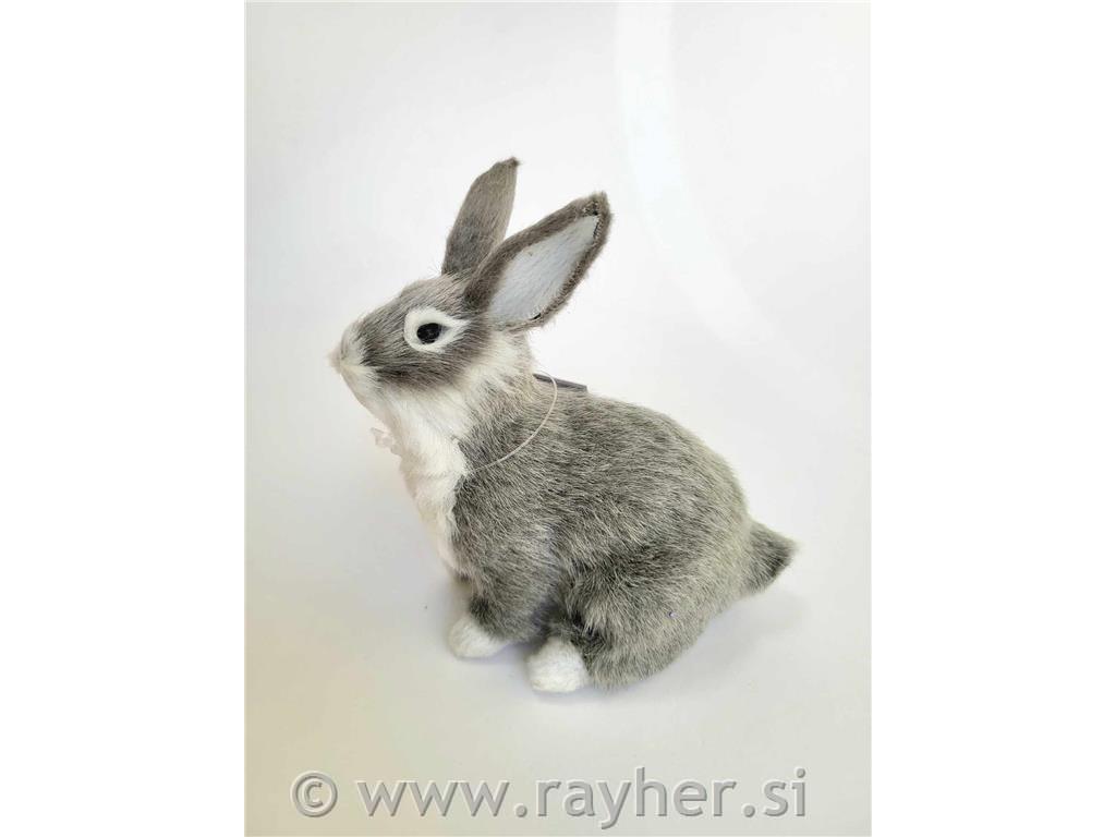 Zajček, 11cm, sivo bel, premium kvaliteta