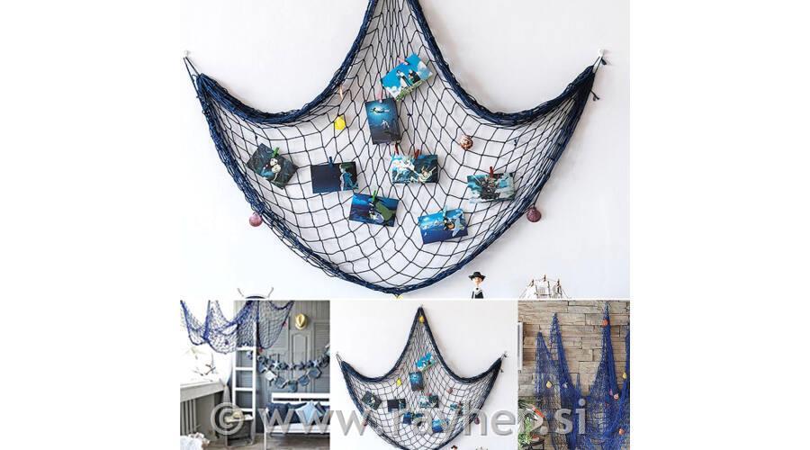 Ribiška mreža dekorativna, modra, 150x200cm