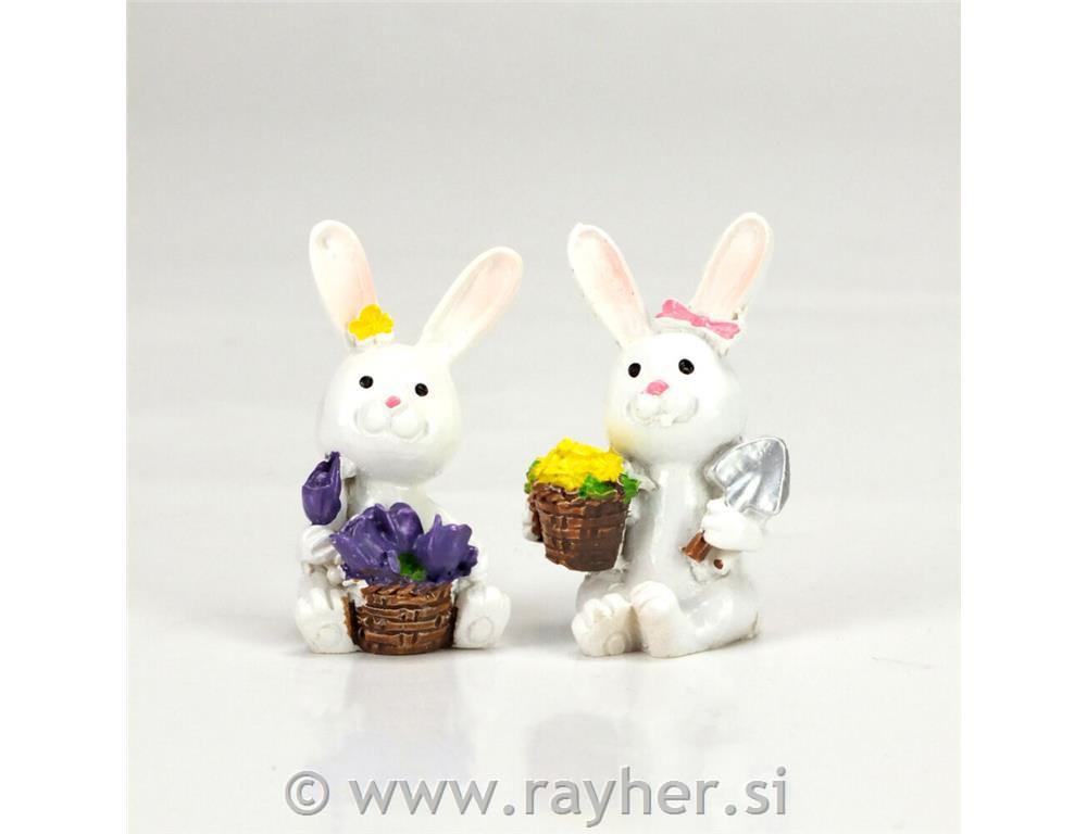 Zajček s košarico, 5x3.5cm, set 2