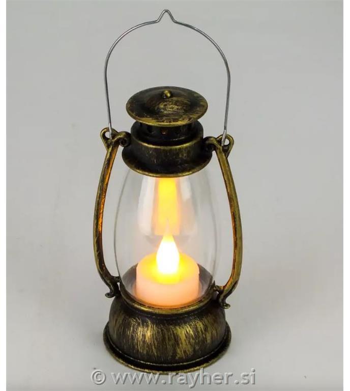 Lanterna kovinska, zlata, 13 x 6 cm