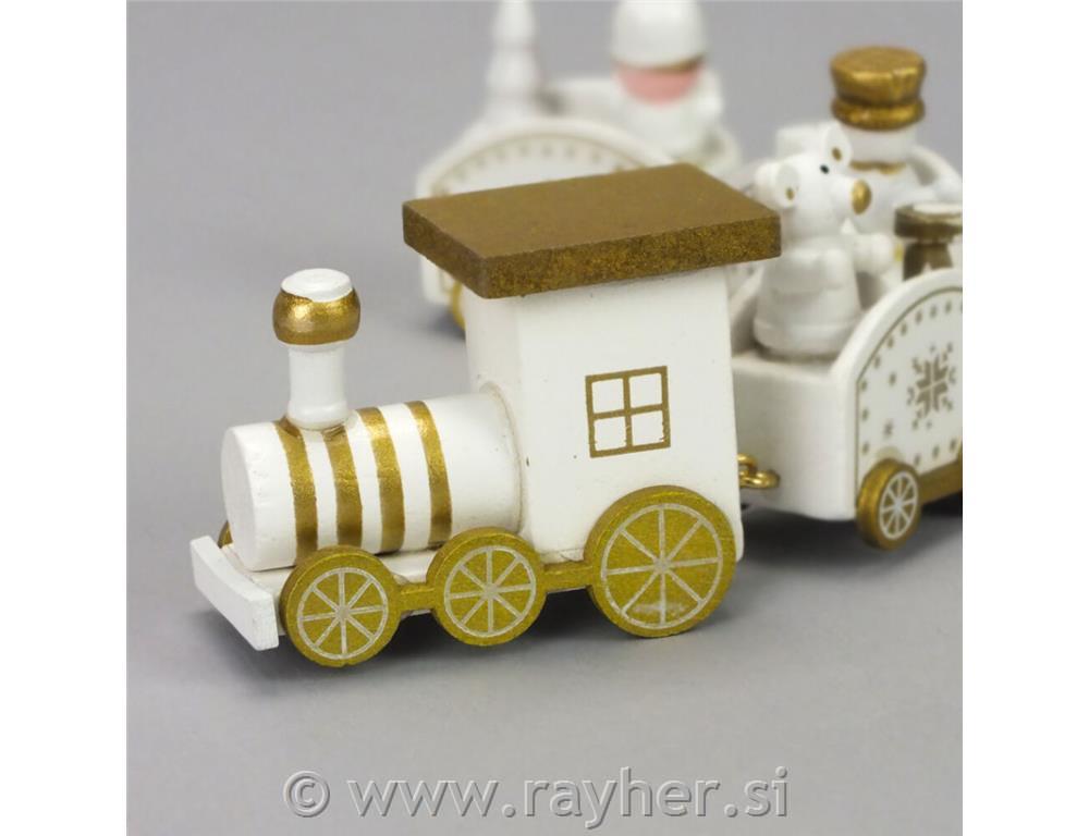 Božični vlak, lesen, belo-zlat