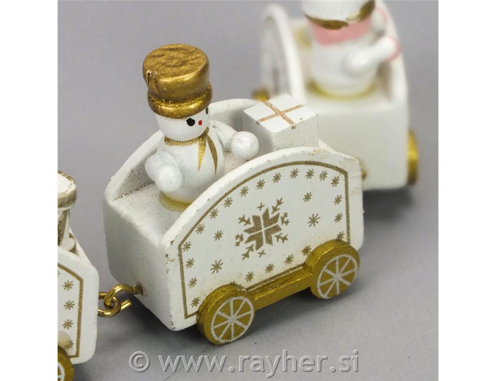 Božični vlak, lesen, belo-zlat