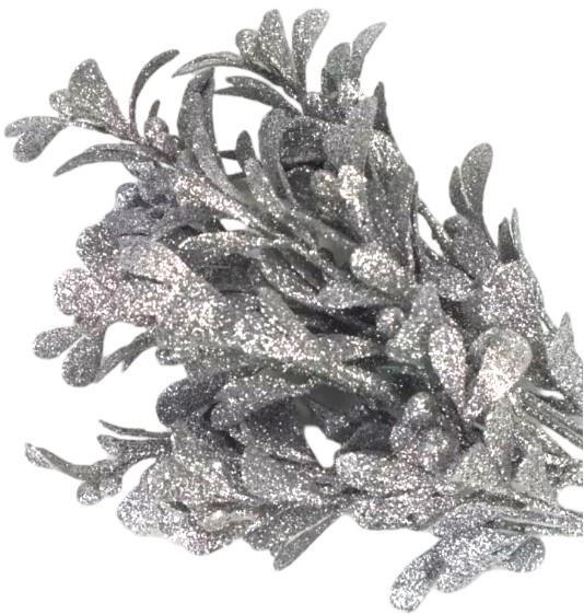 Jagodičevje v šopku, z bleščicami, srebrno