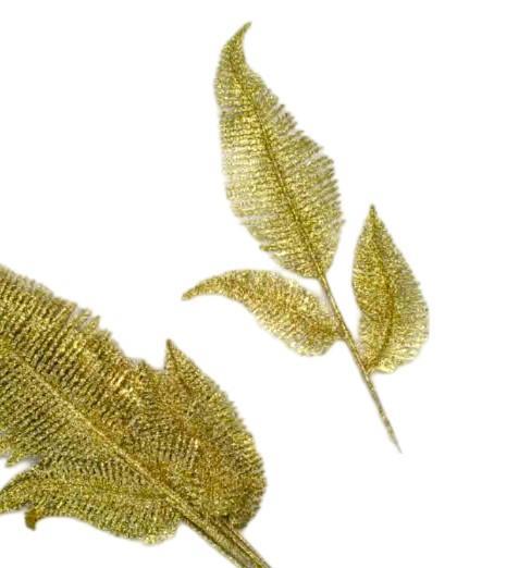 Vejica z listi, z bleščicami, zlata, 1 kos
