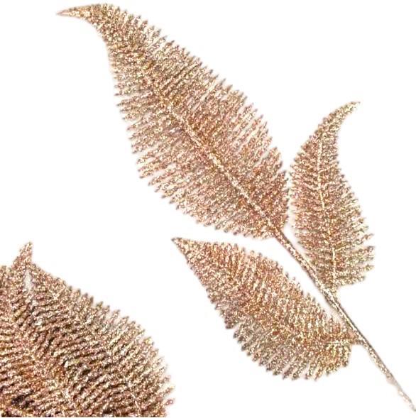 Vejica z listi, z bleščicami, bakrena, 1 kom