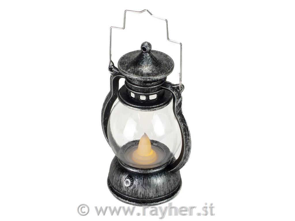 Lanterna LED lučka, antik srebrna, 12.5cm