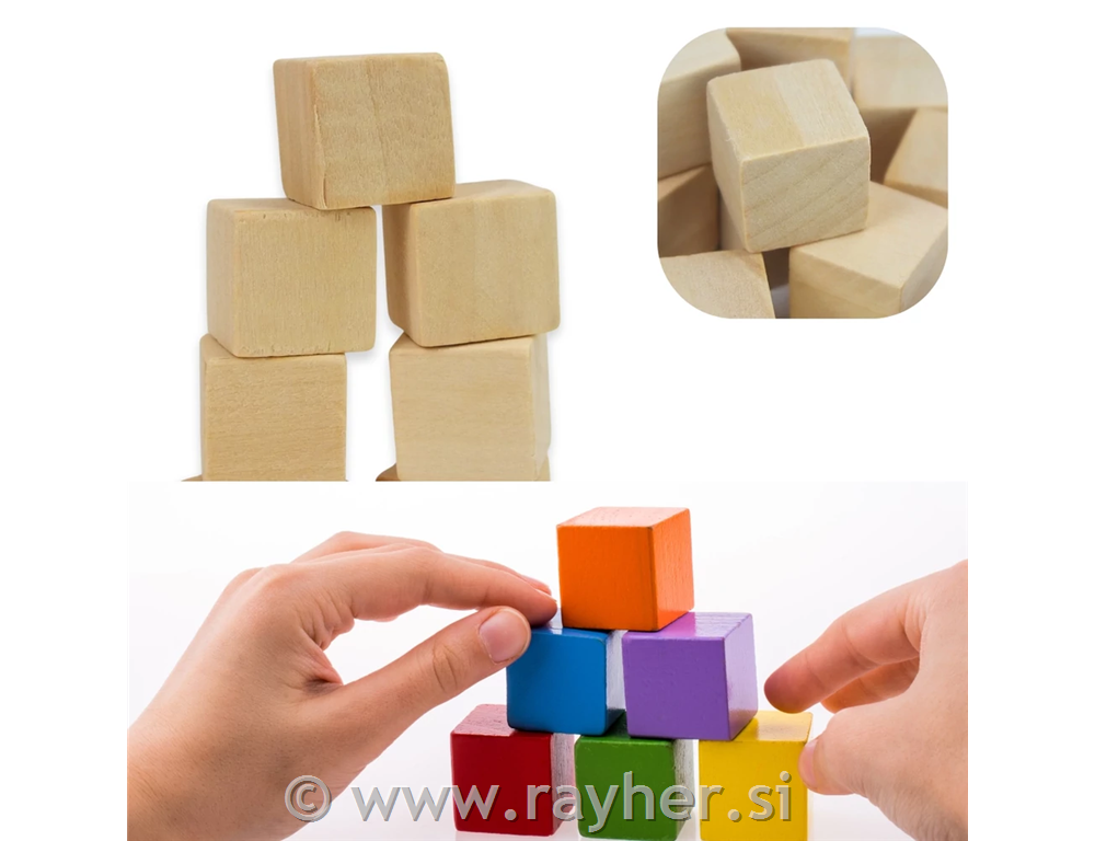 Lesene kocke, 2 cm, set 15