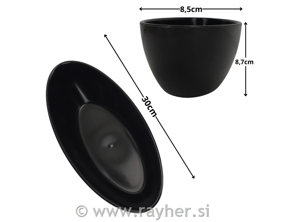 Decorative bowl, black, 30x8.5 cm